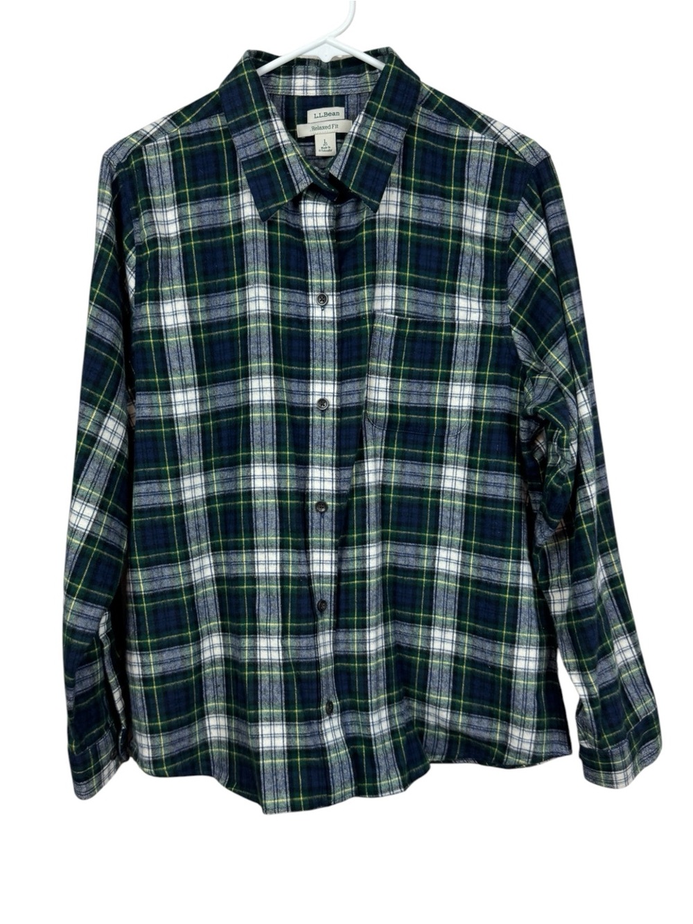 L.L. Bean Women's Scotch Plaid Flannel Shirt Relaxed fit L Petite